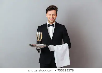 Waiter taking the beverages to the table